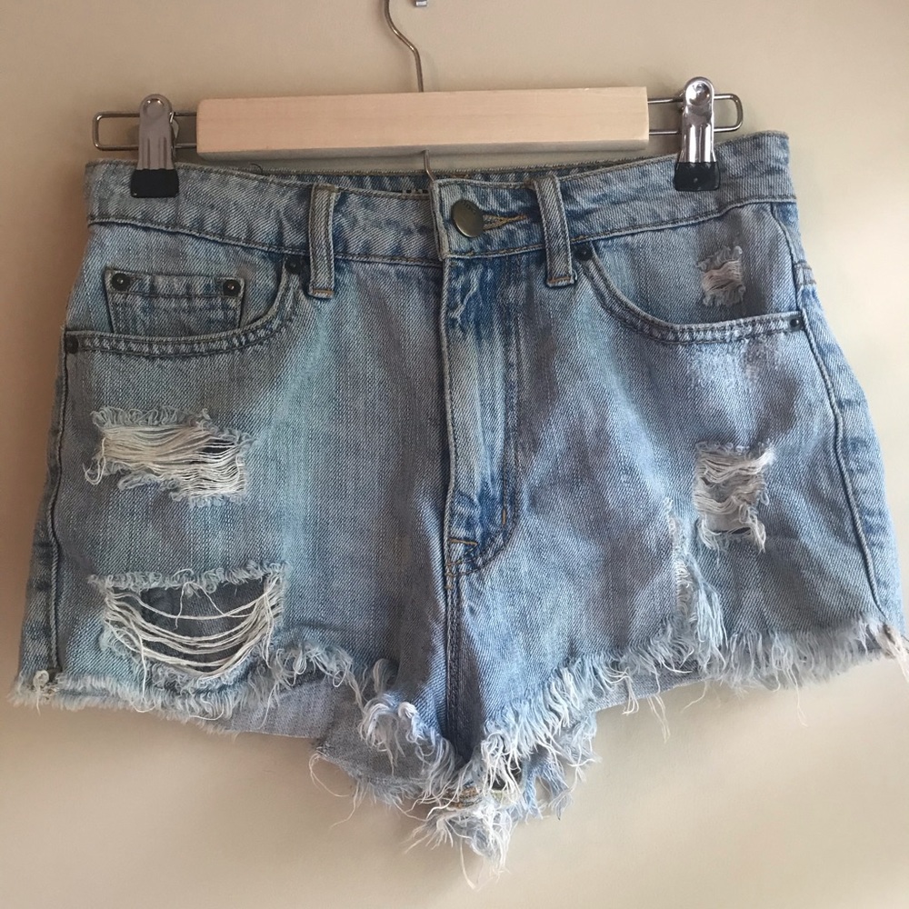 Light wash jean shorts